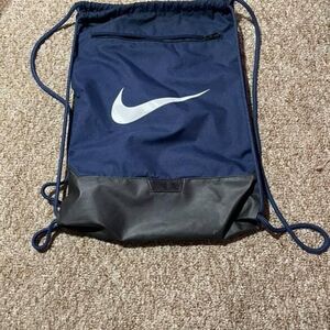 Nike Blue and Black Drawstring Backpack
